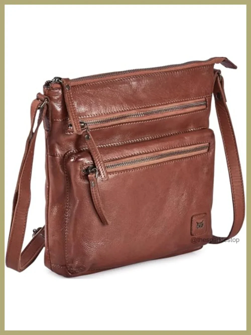 Genuine Full-Grain Leather Crossbody Bag Sling Purse Travel Handbag